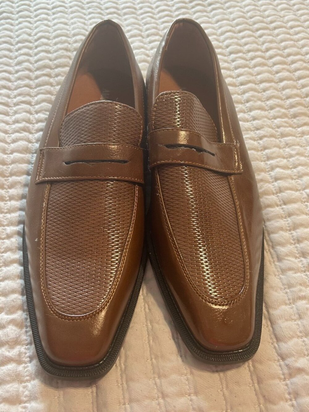 Aldo Rossini Brown Penny Loafers Mens Size 13M Textured Dress Slip-On Shoes
